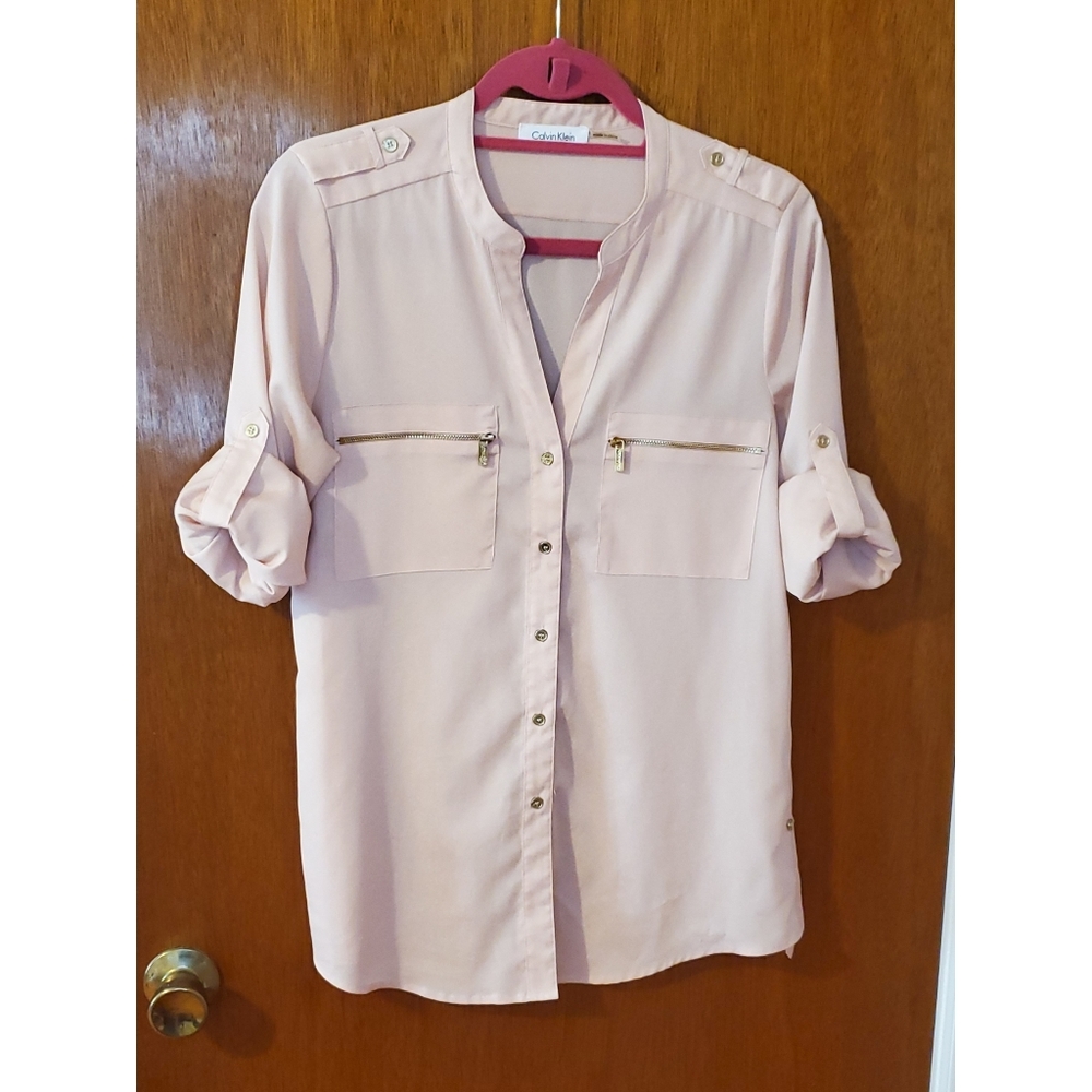 Peach Calvin Klein Button Up Shirt